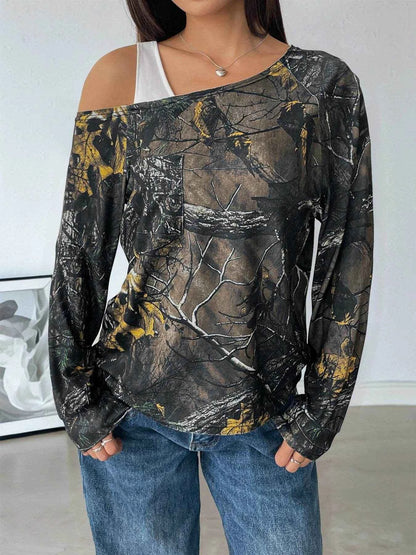 Asymmetrical Neck Printed Long Sleeve Top Army Green Trendsi af9b10fa54ee47a6ae7fe27221e623af-Max-Origin