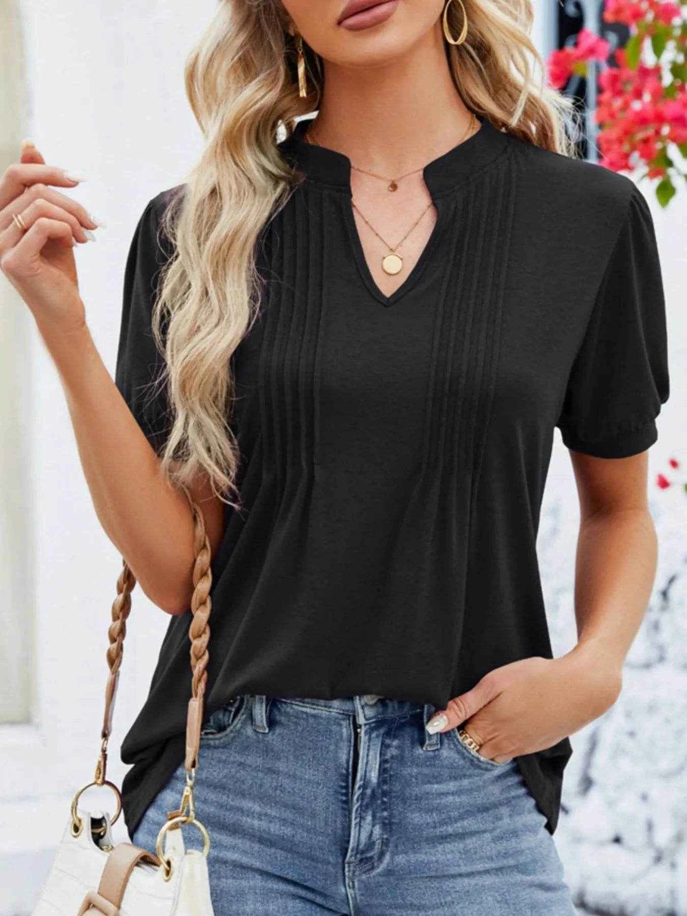 Notched Short Sleeve T-Shirt Trendsi afb6f649-4af8-4a84-980a-7f918a3c1bb4-Max-Origin