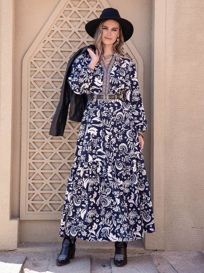 Printed Notched Neck Maxi Dress Trendsi afc03bb2554047bf87c9fef9f54357ed-Max