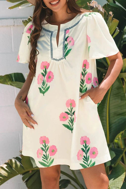 Floral Print Flutter Sleeve Summer Mini Dress Cream Trendsi afd923cf-9038-4587-97b5-8137d6540f05-Max-Origin