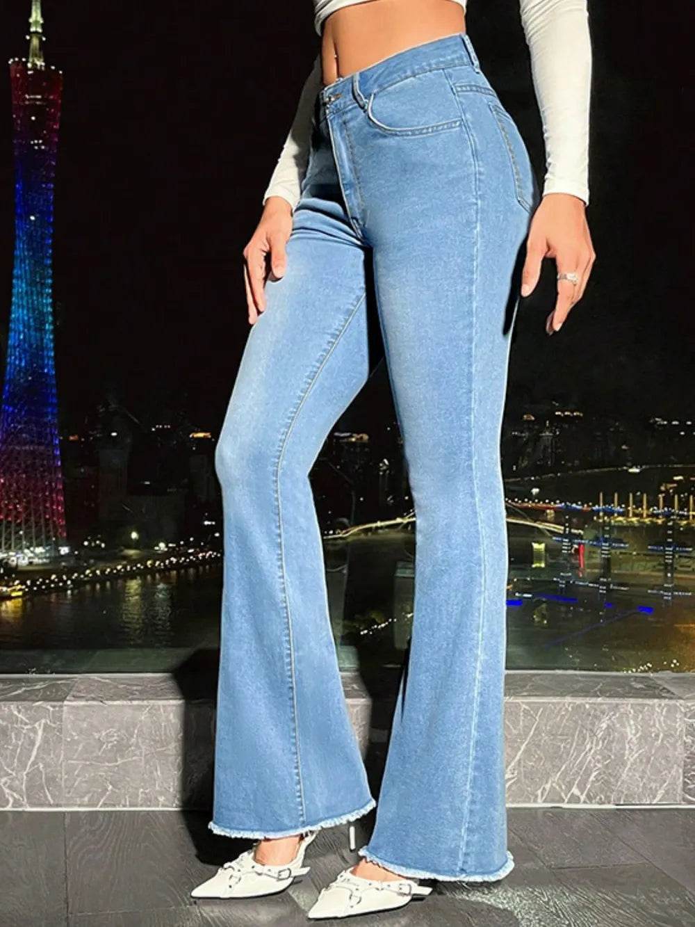 Raw Hem Bootcut Jeans with Pockets Trendsi b0037f5c-f3fa-47e0-9f93-968cb84f3ace-Max