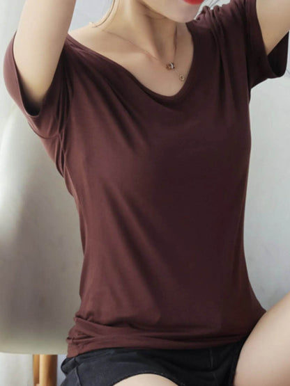 V-Neck Short Sleeve T-Shirt Burgundy Trendsi b003ef32-03a0-47cd-8ad5-40ddb88d16ee-Max-Origin