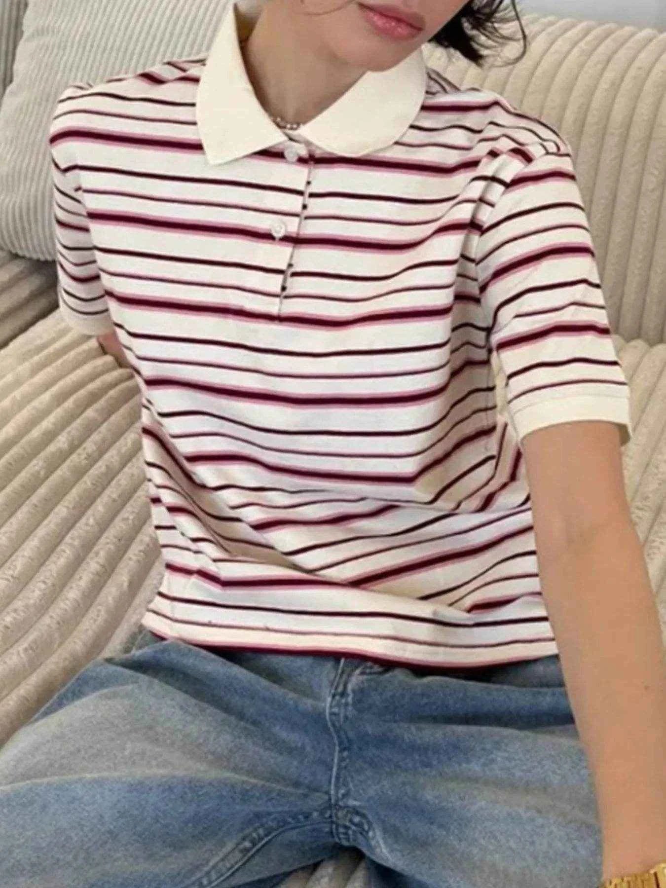 Striped Polo T-Shirt with Contrast Collar Trendsi b013f081-0627-4d16-8a3a-7208e49e56fb-Max-Origin