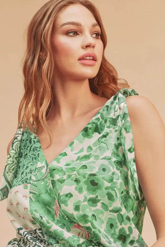 Aemi + Co Smocked Hem Printed Surplice Tank Trendsi b03dea15-c993-496c-bcea-336d79d49211-Max