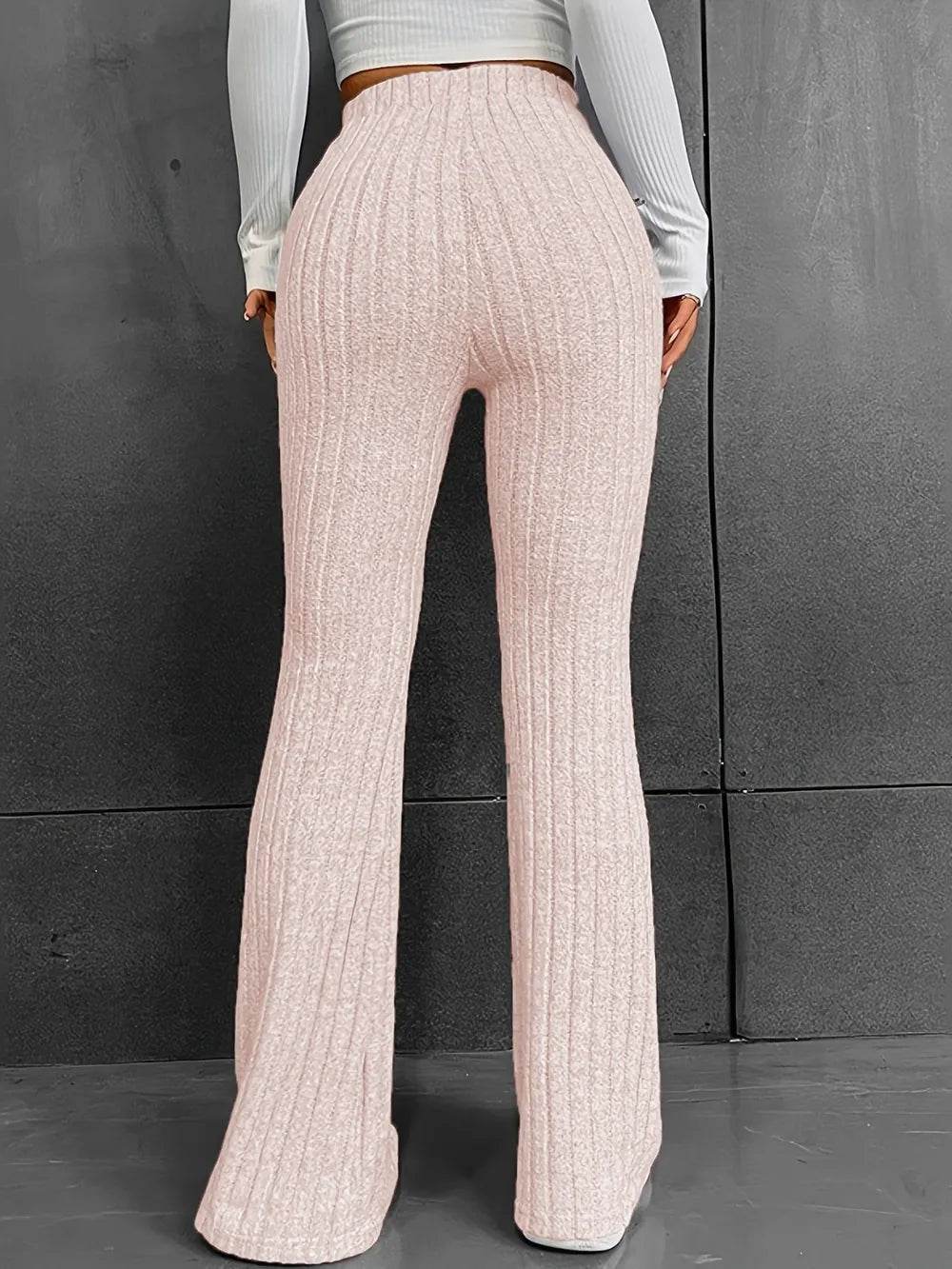 Ribbed High Waist Bootcut Pants Trendsi b0481d4e-c0d0-4627-99cf-d77eaec0adc1-Max