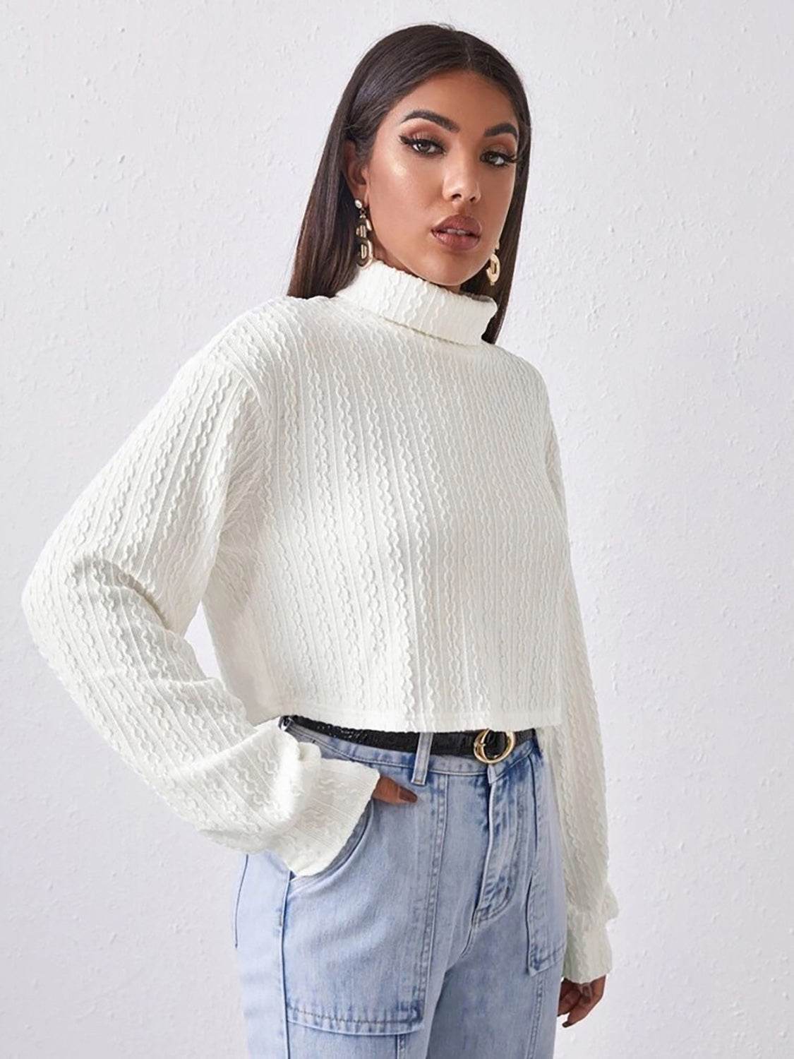 Turtleneck Long Sleeve Top Trendsi b0702ad8f1174f4788724b9296df5572-Max