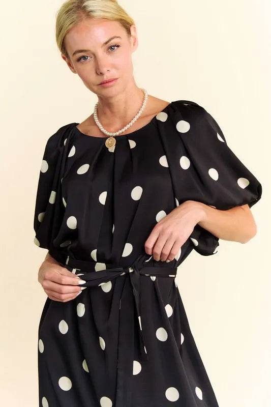 Davi & Dani Polka Dot Puff Sleeves Waist Tie Midi Dress Trendsi b09689ba84ab41e78a836d428524056d-Max-Origin