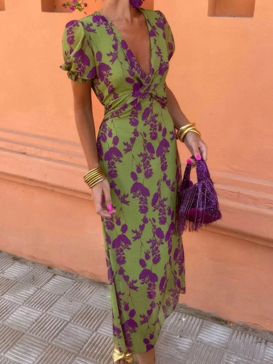 Printed Plunge Short Sleeve Midi Dress Moss Trendsi b0c56553-d373-4f17-b006-d9bfbf938b20-Max-Origin