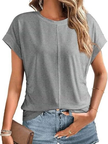 Round Neck Short Sleeve T-Shirt Trendsi b0dfc7bb6b934ecf8bd13af39ee799a9-Max-Origin