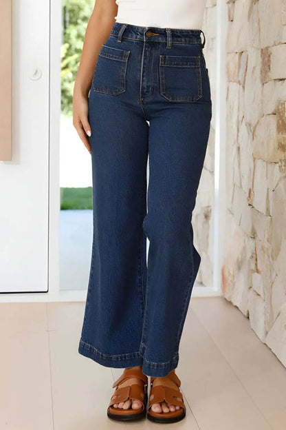 High Waist Bootcut Jeans with Pockets Dark Trendsi b0e848e1-0b6f-4507-abf0-52641b1822d0-Max