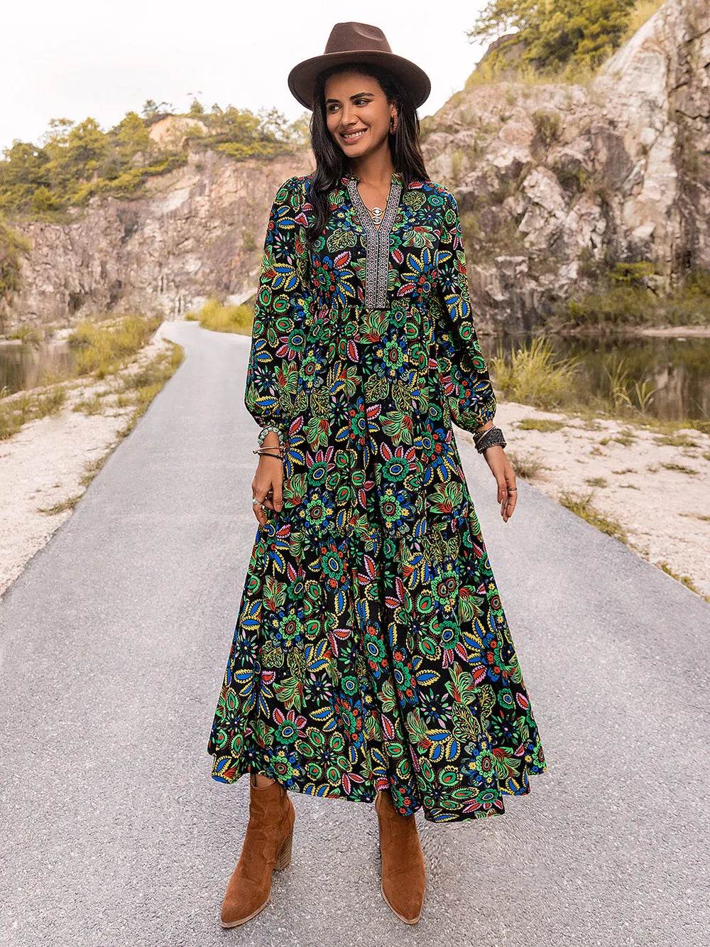 Printed Notched Neck Maxi Dress Trendsi b10076b4-b7f6-4268-a479-4c9a861758fb-Max