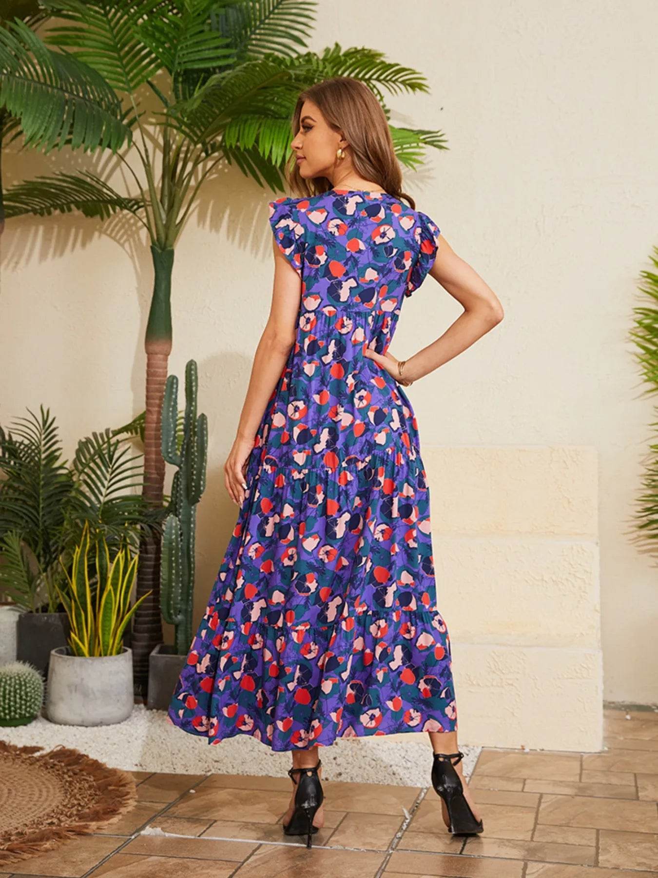 Floral V-Neck Cap Sleeve Summer Dress Trendsi b103e857-5dd4-4e0b-ad65-107008ba1dd2-Max-Origin