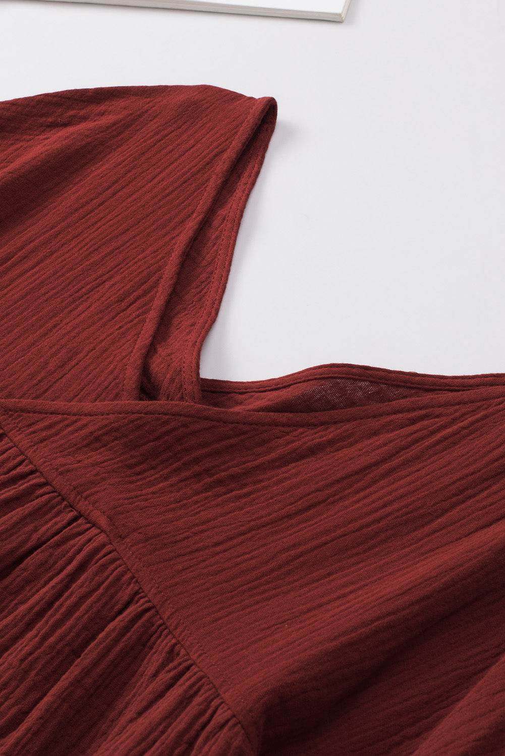 Dropped Shoulder V-Neck Blouse Trendsi b13d796d98094cb1a13a15f451d6bfc7-Max