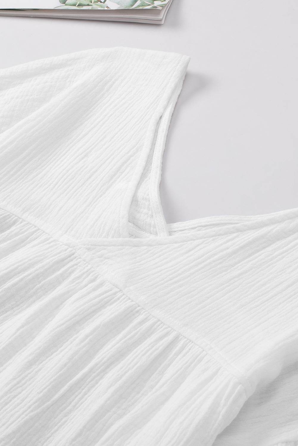 Dropped Shoulder V-Neck Blouse Trendsi b173f592e2d04c3fa12e1daec93dc26e-Max
