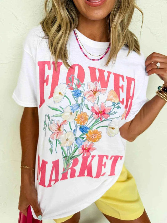 FLOWER MARKET Graphic Round Neck T Shirt White Trendsi b1857242-dfe6-4a79-b2e5-fddc168b65d7-Max-Origin