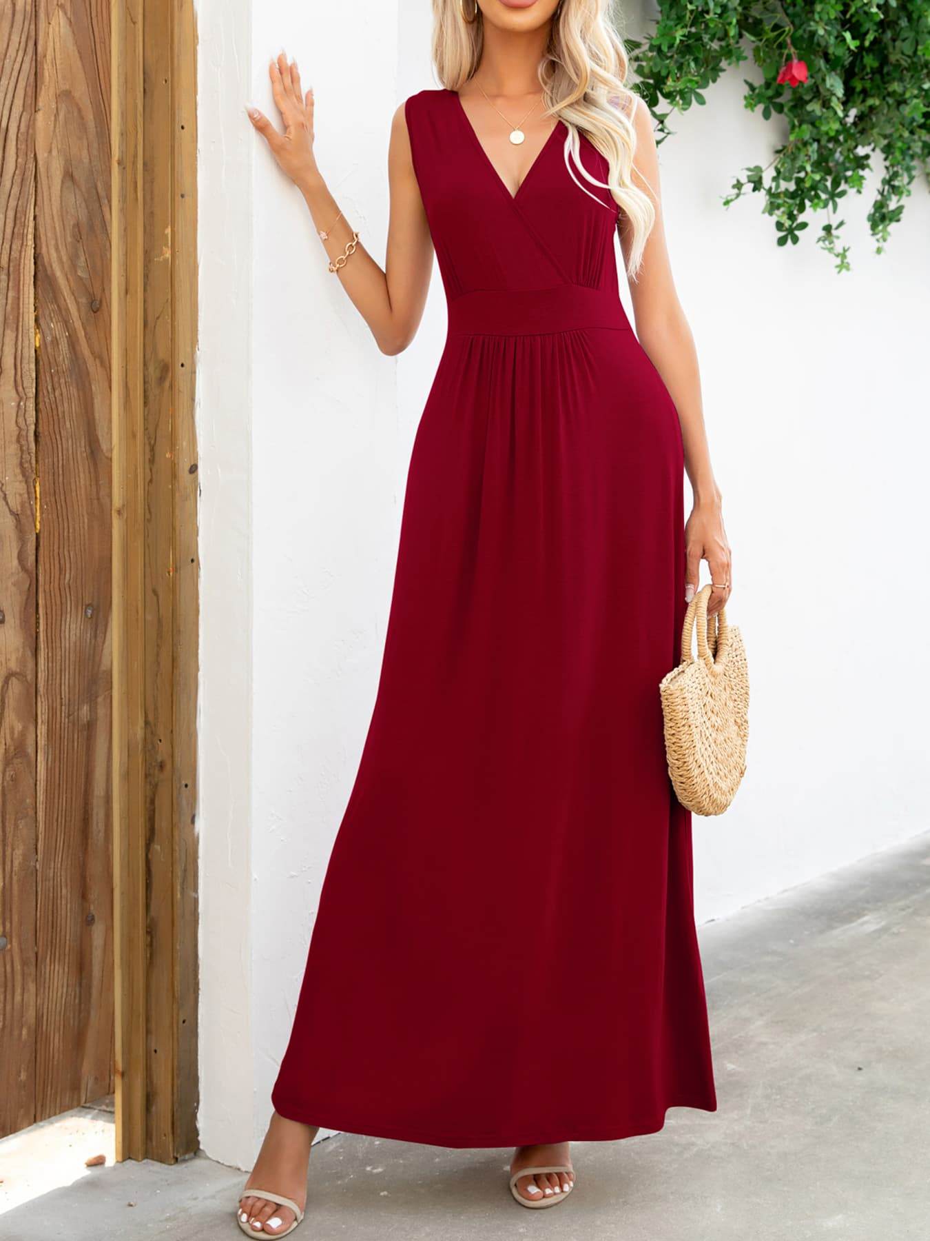 Surplice Neck Sleeveless Maxi Dress Trendsi b1bde941344b49359a57ad23d4d49ff8-Max