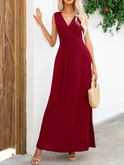Surplice Neck Sleeveless Maxi Dress Trendsi b1bde941344b49359a57ad23d4d49ff8-Max