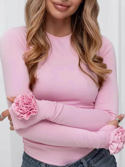 Flower Round Neck Long Sleeve T-Shirt Blush Pink Trendsi b1ffc40f-8a7e-4422-988f-3e06c4812636-Max-Origin
