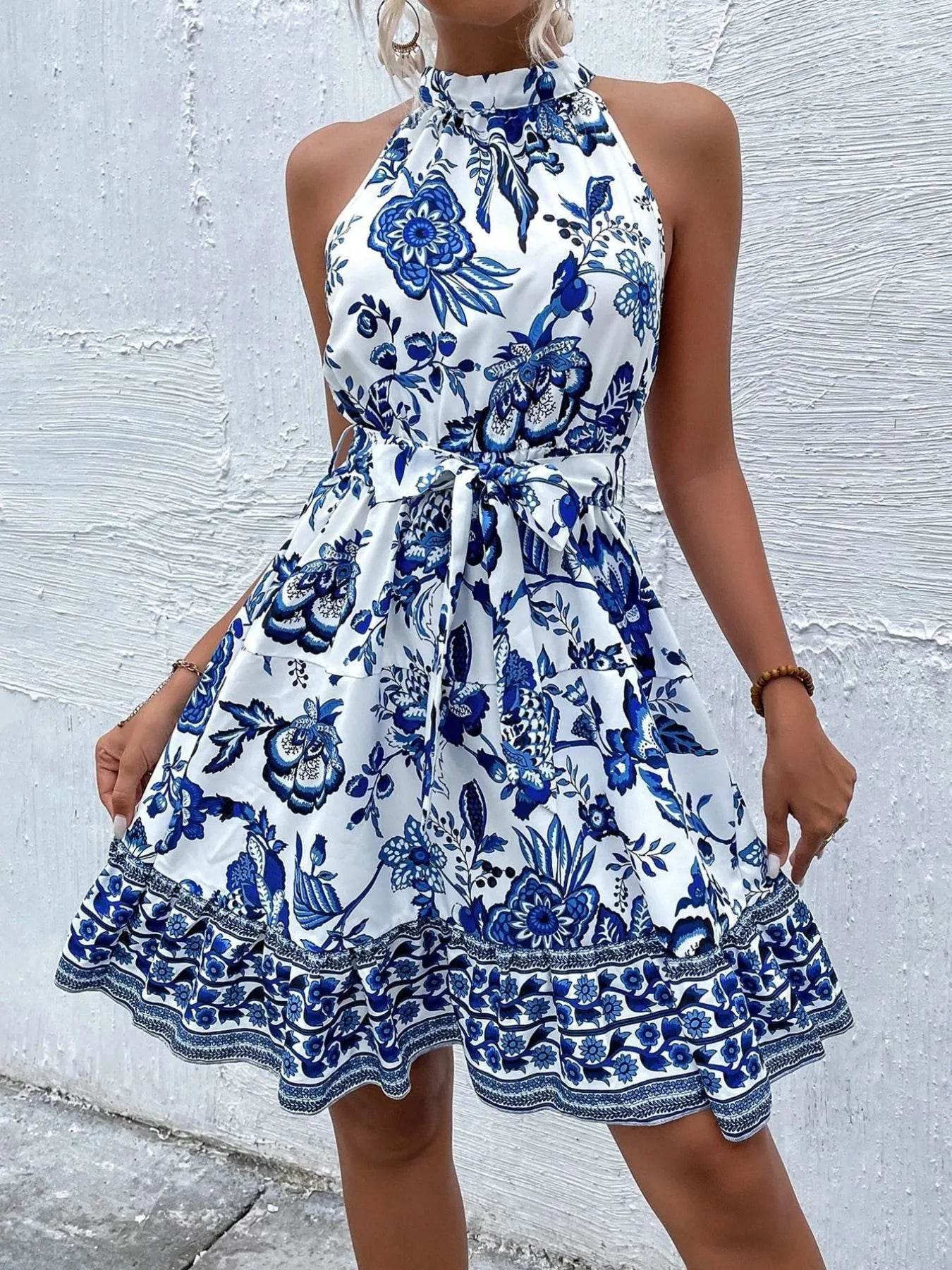 Floral Halter Neck Summer Dress with Belt Trendsi b20ba641-7f3f-4f22-9624-8a6ff6f359ae-Max-Origin