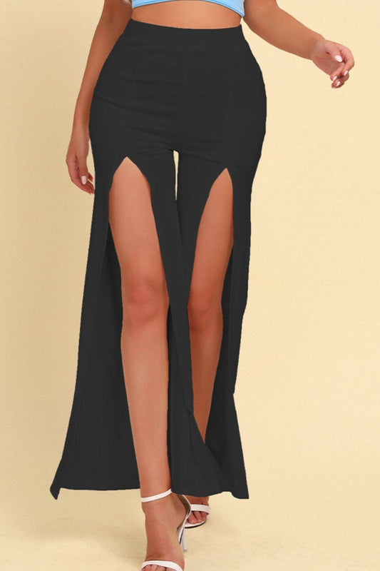 High-Rise Pull On Split Pants Black Trendsi b24e342e2f994cf9b7a17eb7aaf60e38-Max