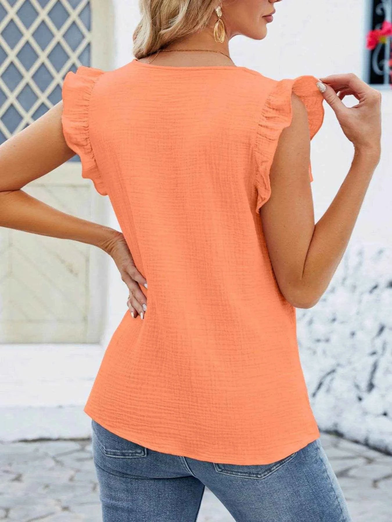 V-Neck Ruffled Sleeve Top Trendsi b257e566-efc4-4a84-9220-ddb0a41a2c8c-Max-Origin