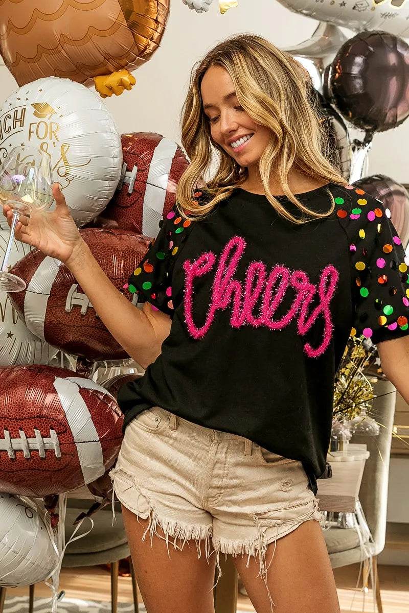 BiBi Metallic Letter Spangle Raglan Puff Sleeve Top Trendsi b28c3c3214dc4e02a6b8b820dc49c843-Max-Origin