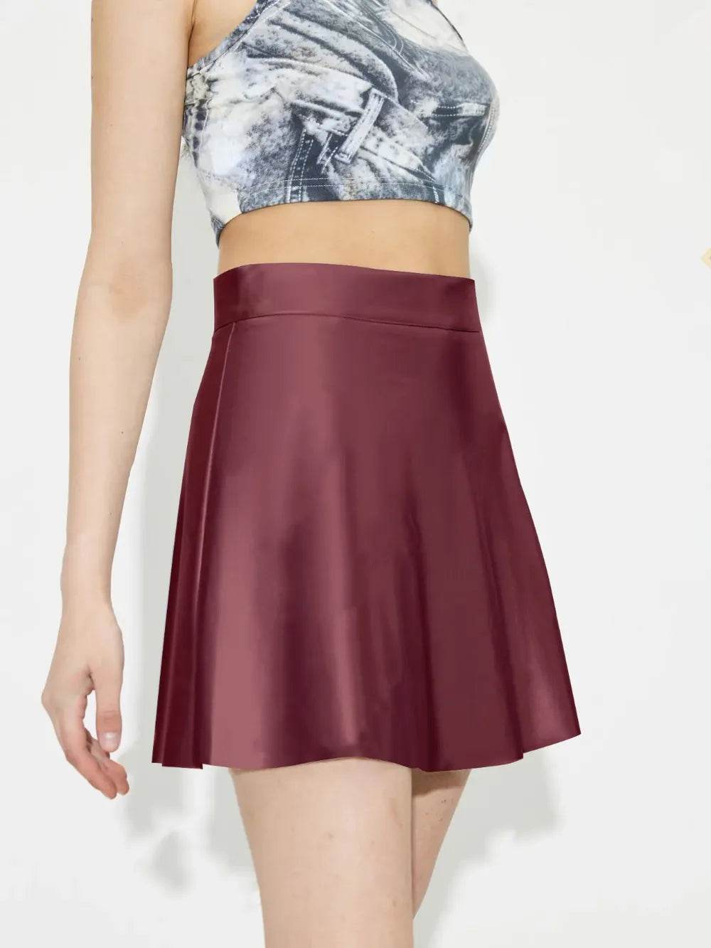 Ruched Mini Skirt with Zipper Trendsi b2975040-8909-495c-b8f2-d12582497647-Max