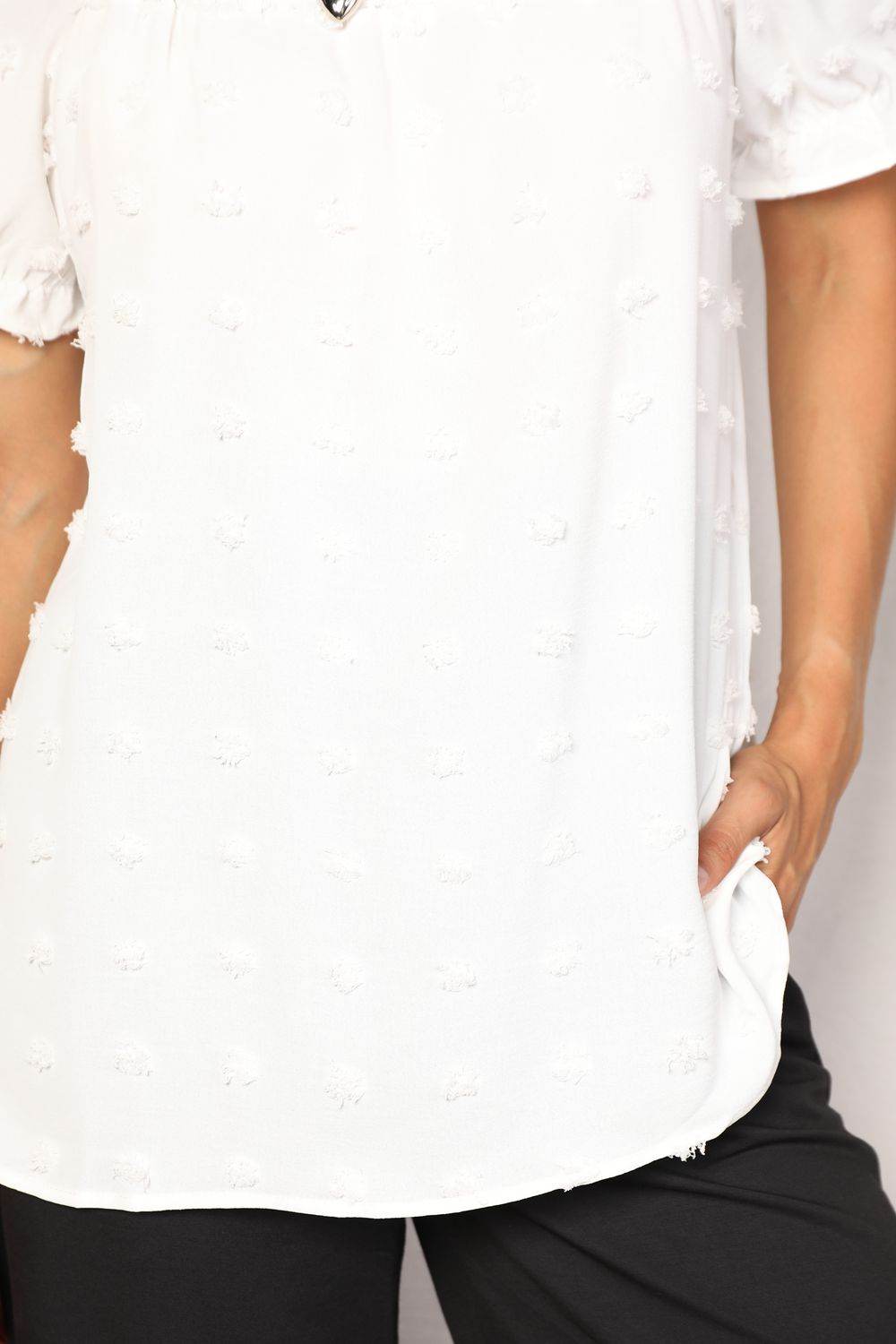 Mandy Swiss Dot Puff Sleeve Square Neck Blouse Trendsi b2dc8b72820b4fecae282390df7c3d97-Max