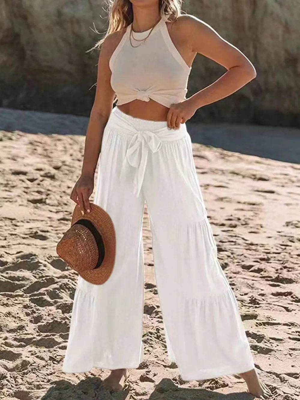 Tied Ruched Wide Leg Pants Trendsi b2e04aa4-3d37-4976-8eb1-7d44b150869e-Max