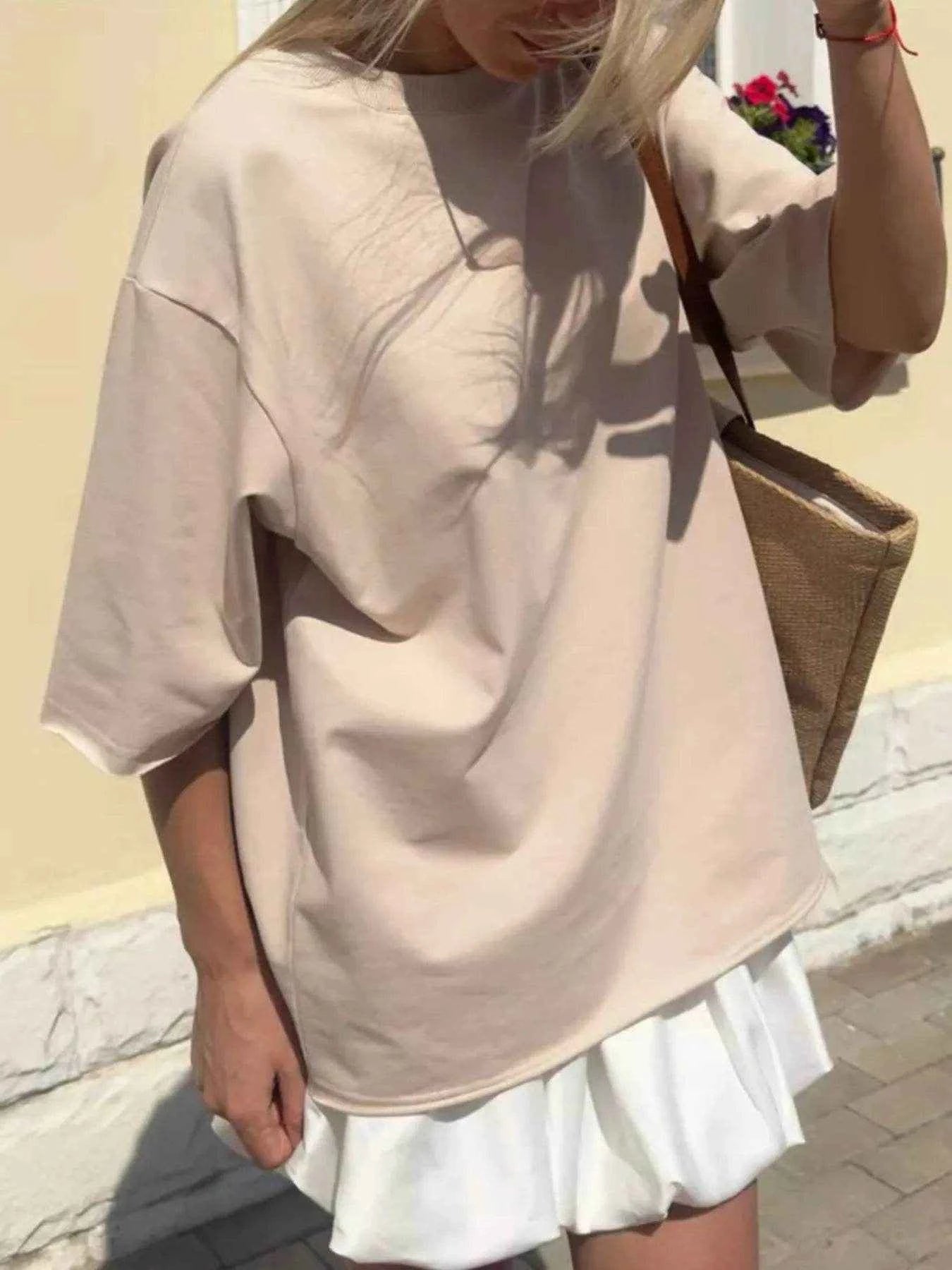 Round Neck Half Sleeve Oversized T-Shirt Trendsi b3163e3c-fa37-47ee-baca-17c83ff2c9da-Max-Origin