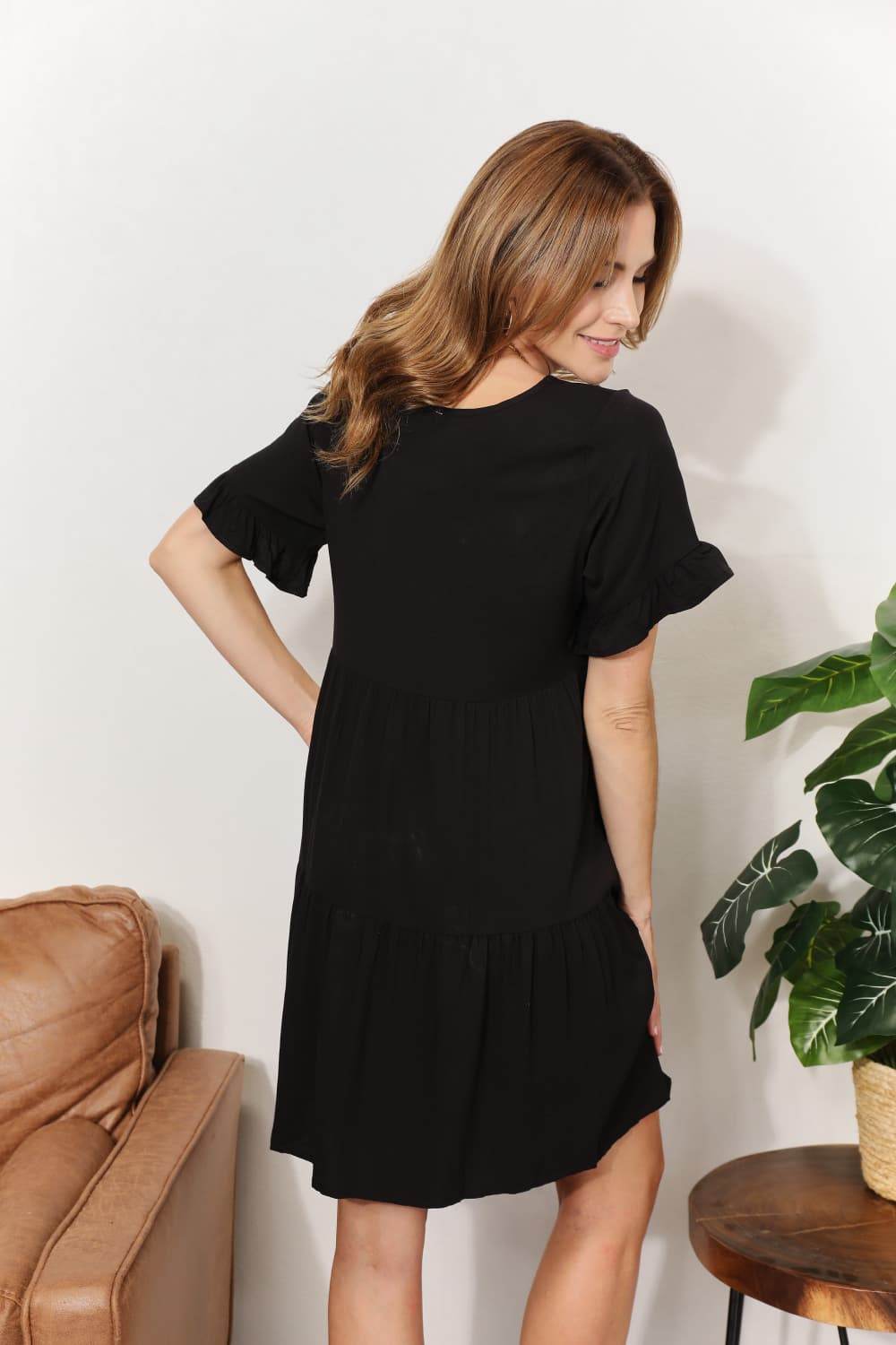 Mandy V-Neck Flounce Sleeve Tiered Dress Trendsi b338fcde46b841149f4f7db4d377760d-Max