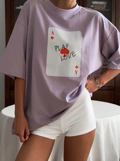 Graphic Round Neck Half Sleeve T-Shirt Purple Trendsi b3650cf7-4244-48af-8ad1-05f16311551b-Max-Origin