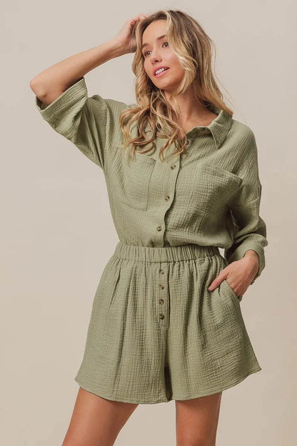 BiBi Crinkle Gauze Shirt and Short Set SAGE Trendsi b38041f5b1444926aaa2b89f750edad6-Max-Origin