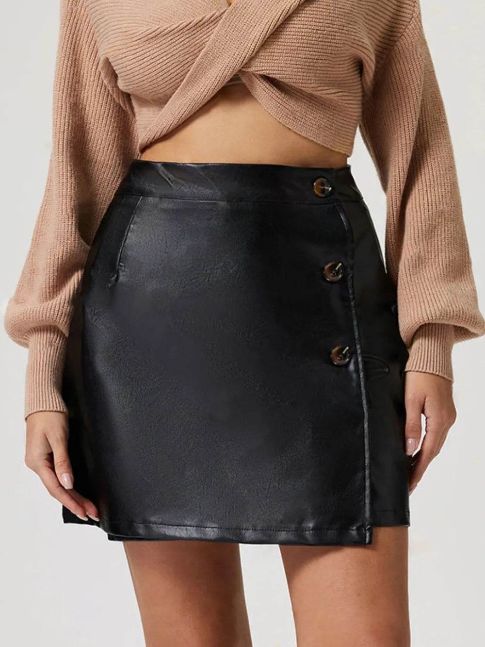 Buttoned High Rise Mini Skirt Black Trendsi b3b5f182-4c4d-4206-8686-5845ad40d232-Max