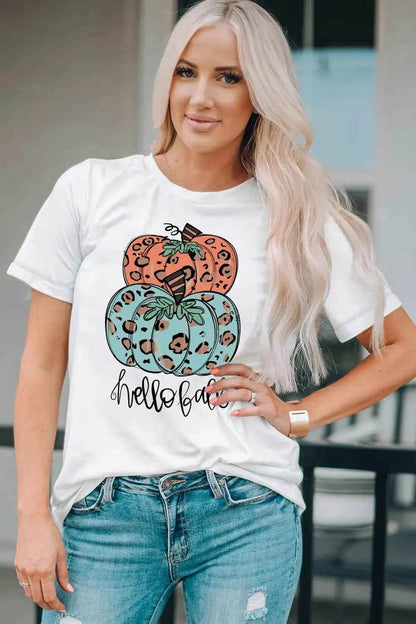Pumpkin Graphic Short Sleeve T-Shirt Trendsi b3ba25d1deed4fa58a91fa6a17436e49-Max