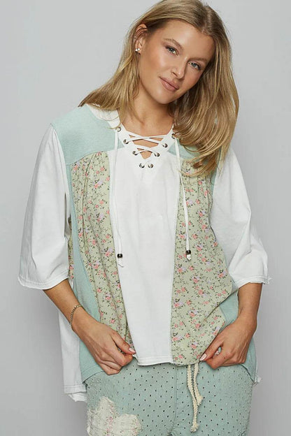 POL Lace-Up Hooded T-Shirt with Paisley Panel Detail Trendsi b3d93700-6930-411b-b342-d5e4ad054eec-Max-Origin