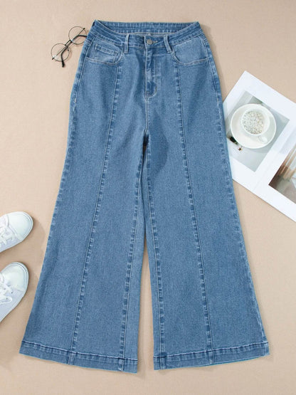 Seam Detail Flared Bottom Ankle Length Jeans Trendsi b3e6015e82d64d7aadc2c722045564e1-Max-Origin