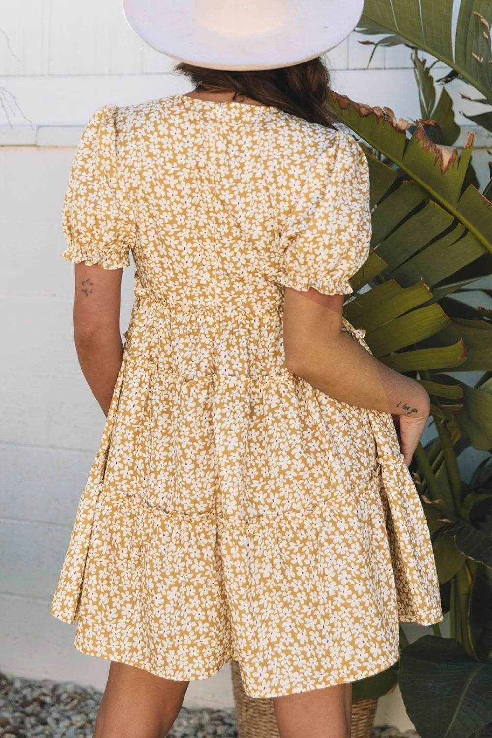 Floral Short Sleeve Surplice Frilly Tiered Mini Dress Trendsi b42c162e-f613-493a-b474-49c503c5a85b-Max-Origin