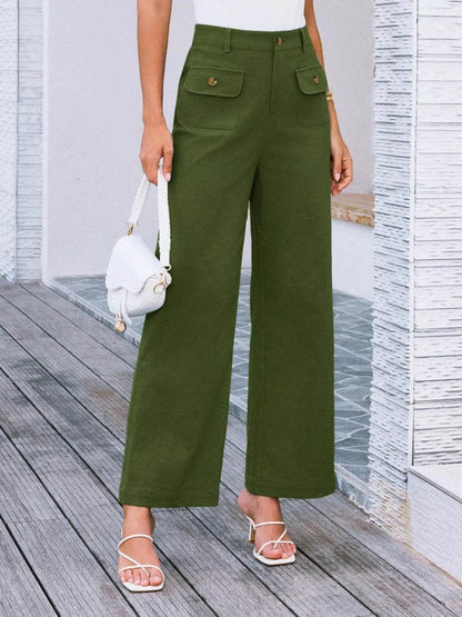 High Waist Wide Leg Pants Army Green Trendsi b42df779-9334-409c-98bb-40142e2228ad-Max