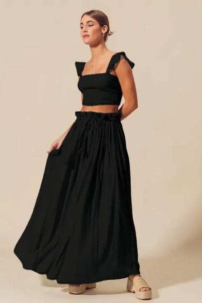 SO ME Smocked Top and Flowy Maxi Skirt Set Trendsi b45db2b1-53f1-415c-ba34-218a099938cf-Max-Origin