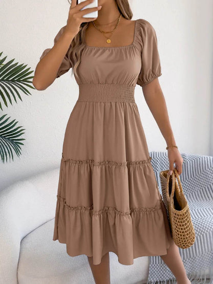 Square Neck Short Puff Sleeve Dress Trendsi b46752d4-7893-4573-9a81-efc7e8974472-Max-Origin