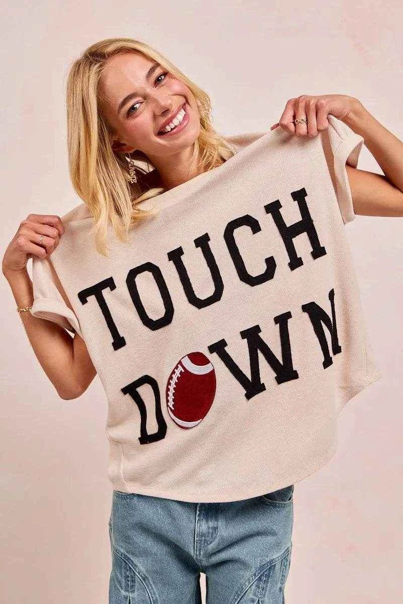 BiBi Game Day Touchdown Letter Patches Waffle Short Top Trendsi b4704c1d61784d81be6b2ea87830d81a-Max-Origin
