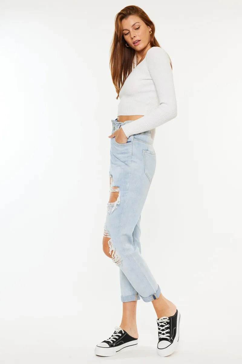Kancan Open Pack Paperbag Mom Jeans Trendsi b4c55b54419448cfb861c511023598c0-Max-Origin