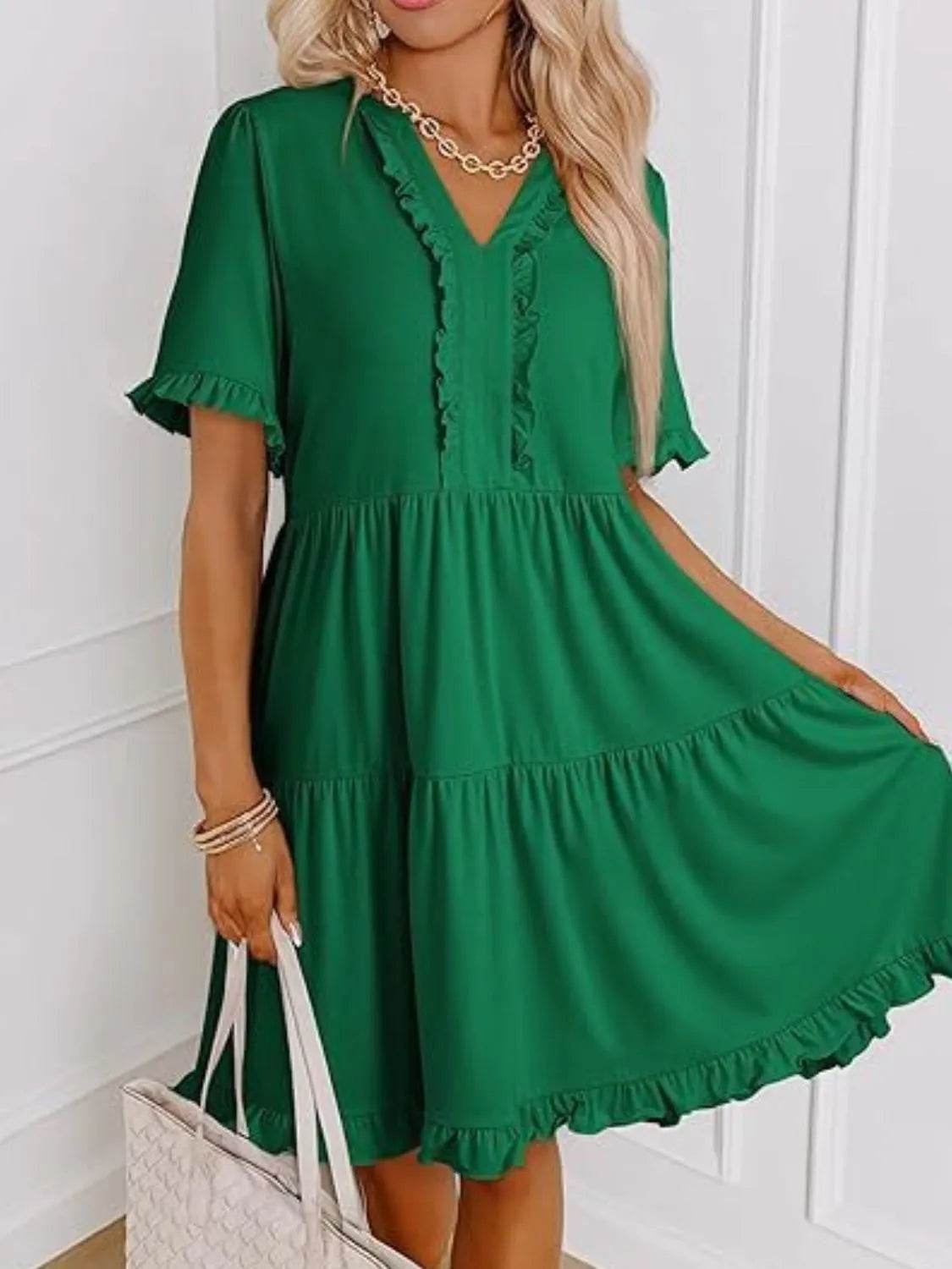 Tiered Notched Short Sleeve Mini Dress Trendsi b4daf9d5-847d-424e-84f6-ddacdaf1a25b-Max-Origin