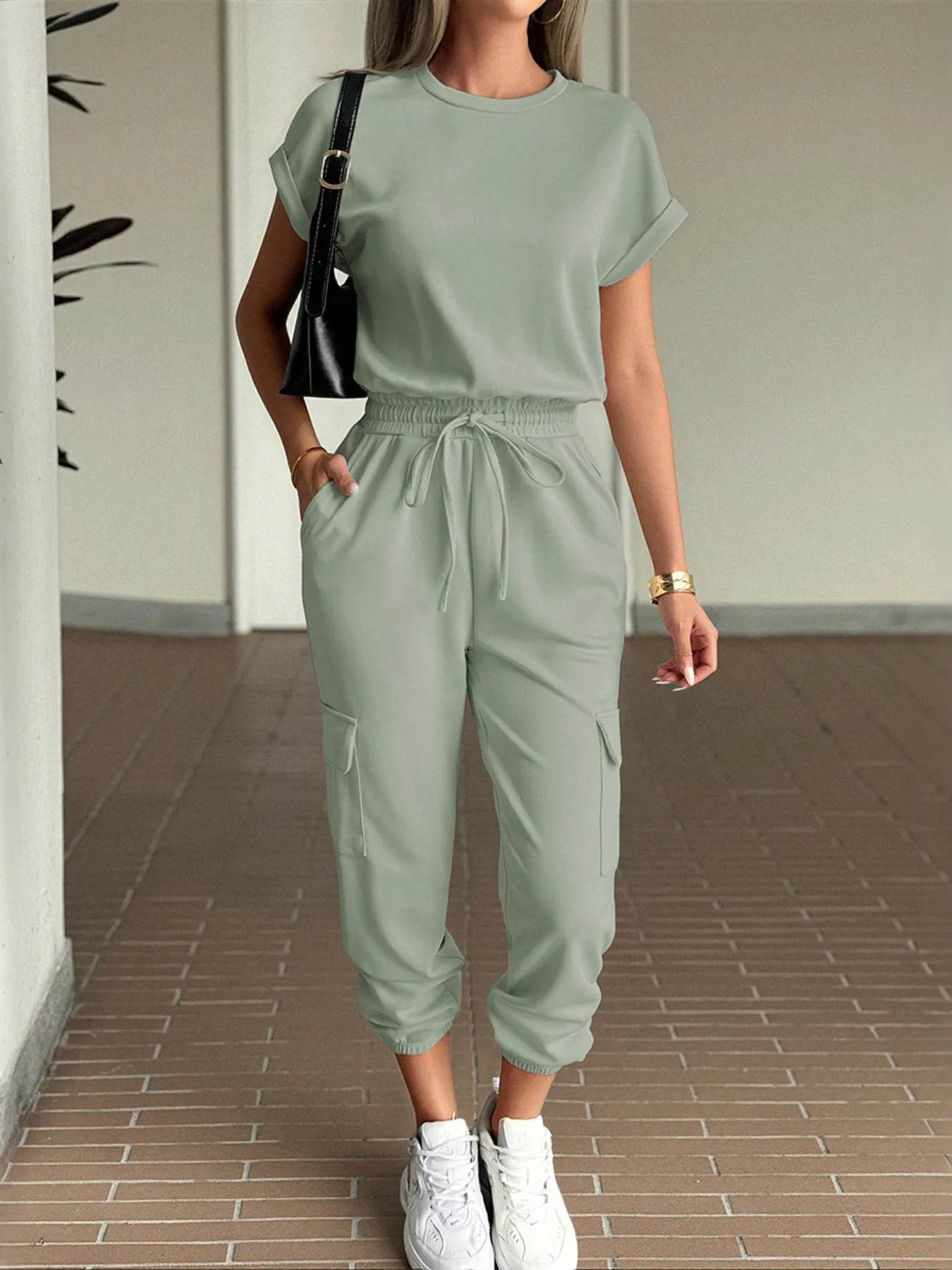 Round Neck Short Sleeve Top and Pants Set Matcha Green Trendsi b50ce83e736b4ebcac81f17d89194636-Max-Origin