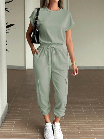 Round Neck Short Sleeve Top and Pants Set Matcha Green Trendsi b50ce83e736b4ebcac81f17d89194636-Max-Origin