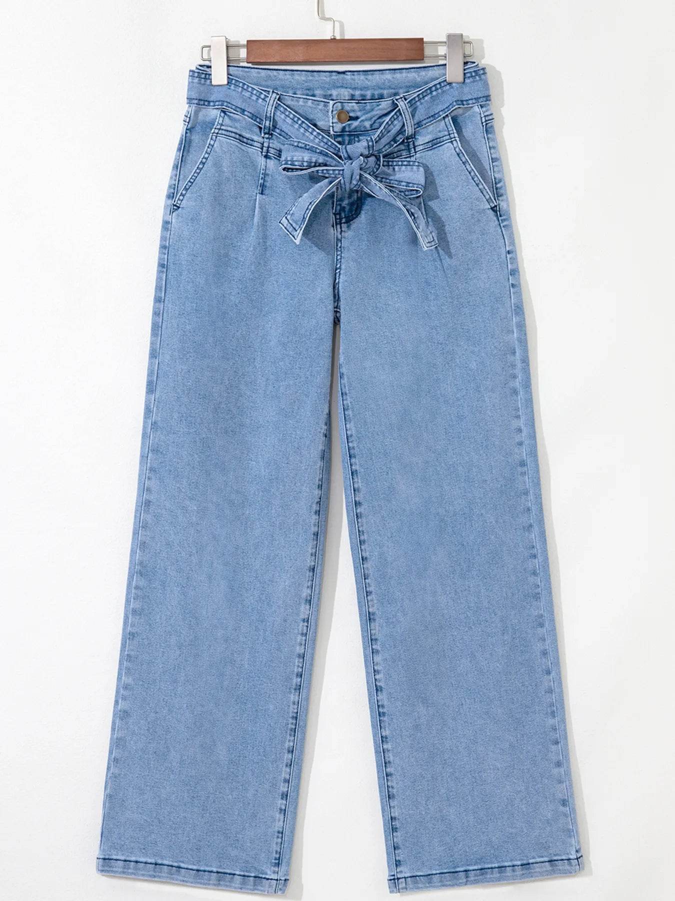 High Waisted Wide Leg Belted Jeans Trendsi b524c7644d09492291eca6b72dfe906e-Max-Origin