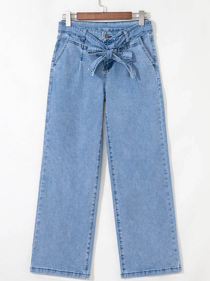 High Waisted Wide Leg Belted Jeans Trendsi b524c7644d09492291eca6b72dfe906e-Max-Origin