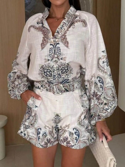 Printed Long Sleeve Shirt and Shorts Set Trendsi b543bbe1-cd9d-4457-8162-62a40a09397f-Max-Origin