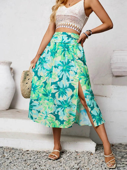 Slit Printed Midi Skirt Trendsi b5493f59-a7d0-4da5-a213-505739898d48-Max